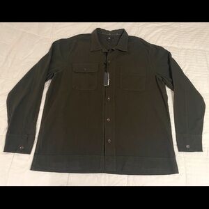 NWT Banana Republic Cotton/Linen Button Down Shirt XXLT Olive Green $100 Retail